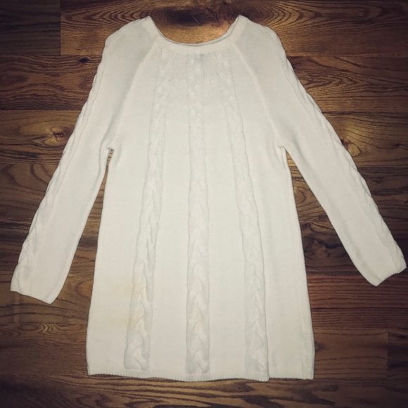 White Cable Knit Sweater Dress - Picture 3 of 7